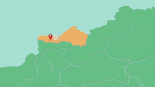 Mapa de Nicaragua con divisi&oacute;n pol&iacute;tica resaltando el departamento de Nueva Segovia con su capital Ocotal