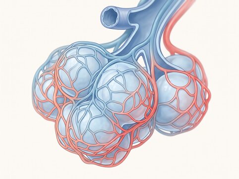 Alveoli respiratory system microscopic anatomy illustration with lung alveoli pulmonary alveoli gas exchange medical illustration biology graphic lung structure breathing system human body
