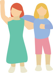 Fototapeta premium A vector art of two girls as childhood friends, without background.
