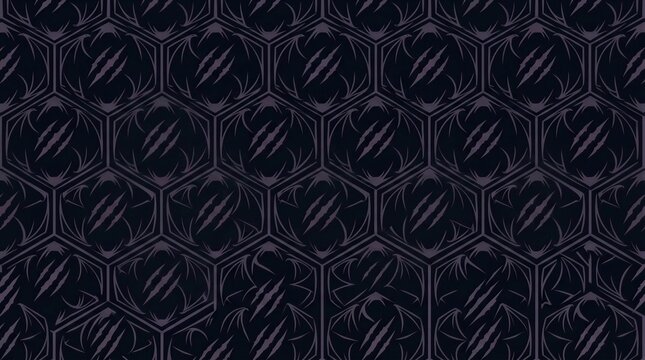Halloween Bat Wings and Claw Marks Hexagon Pattern