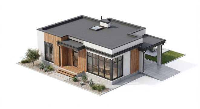 isolated white background with isometric view, modern building, architecture, future, home, isometric, isolated, 3d model, object, commercial