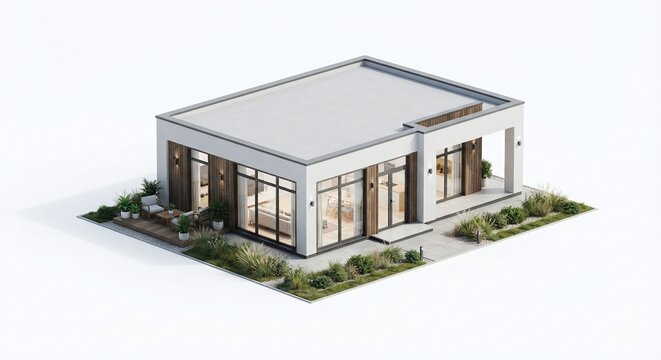 isolated white background with isometric view, modern building, architecture, future, home, isometric, isolated, 3d model, object, commercial