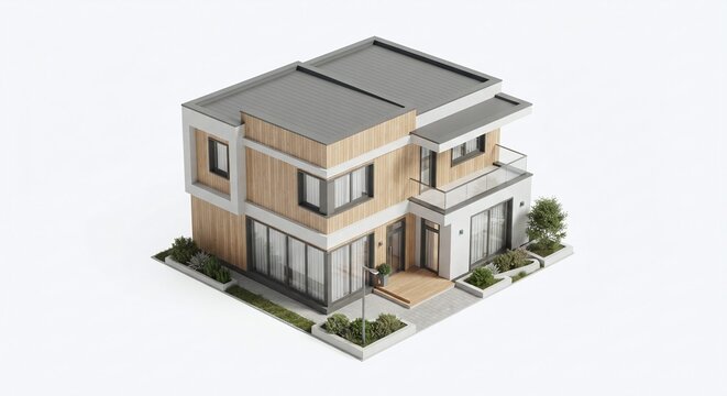 isolated white background with isometric view, modern building, architecture, future, home, isometric, isolated, 3d model, object, commercial