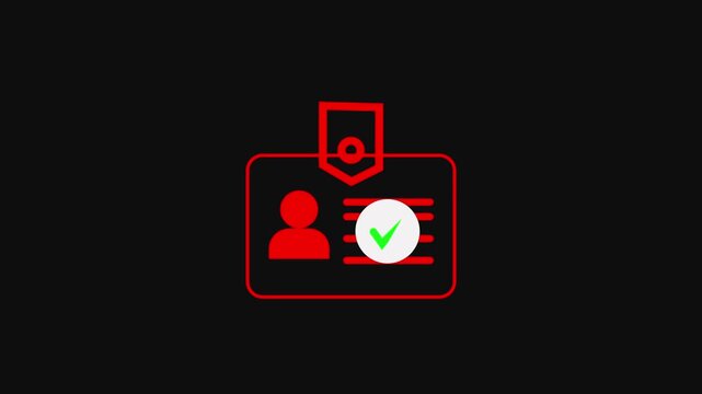 Id card animation. Profile verify icon motion graphics. Animated personal information icon. NID card verify. Driver's license verified 4k video.