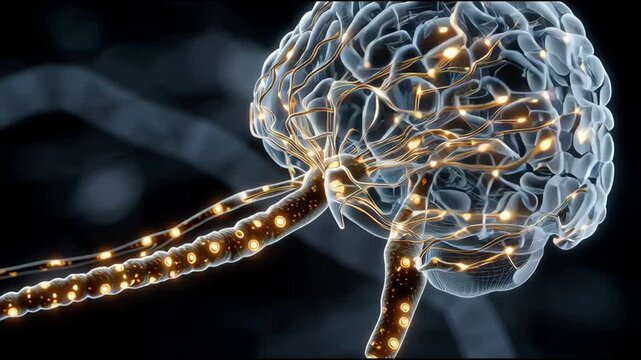 Amyotrophic Lateral Sclerosis Medical Animation Showing Motor Neuron Degeneration, Nerve Signal Disruption, Muscle Weakness, Brain and Spinal Cord Anatomy, ALS Disease Progression and Neuroscience Res