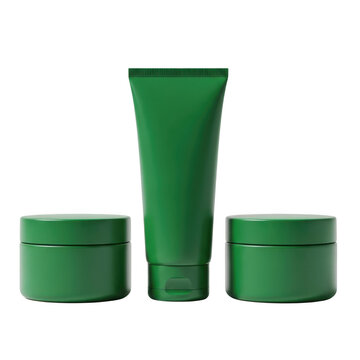 Green cosmetic tubes set on white