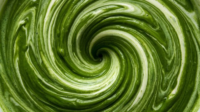 Matcha cream swirled into a rich green vortex