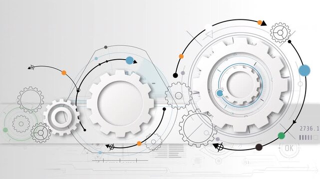 Gears mechanism illustrating engineering connection and system logic