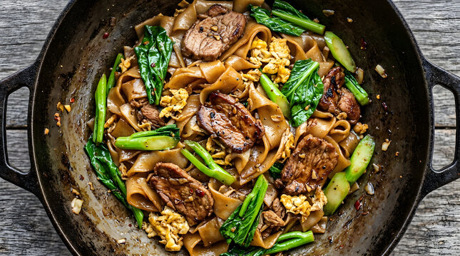 Thai pad see ew food closeup