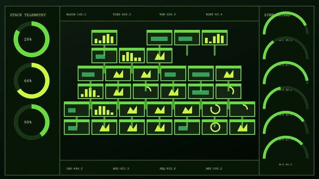 Monitoring carbon credits on a digital screen interface displaying streaming data nodes and neon green holographic charts for complex environmental oversight and system network performance tracking