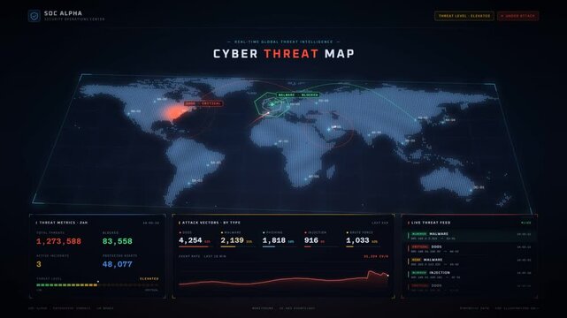 Cyber attacks contained on a global threat map as automated response secures every node