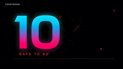 Obraz premium 10 days to go illustration. modern counting number illustration 10 days to go. on a black background. with copyspace area for text, created with generative ai