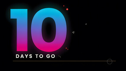 Obraz premium 10 days to go illustration. modern counting number illustration 10 days to go. on a black background. with copyspace area for text, created with generative ai