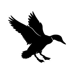 Fototapeta premium Flying duck silhouette animal vector illustration, Duck flying silhouette vector