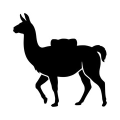 Fototapeta premium Llama silhouette standing vector illustration, Llama silhouette standing illustration
