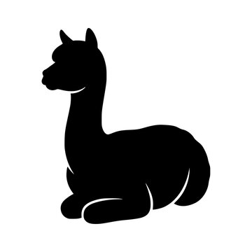 Sitting alpaca silhouette animal vector illustration, Sitting alpaca silhouette illustration