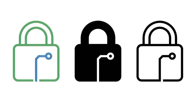 Three locked padlock icons in different styles