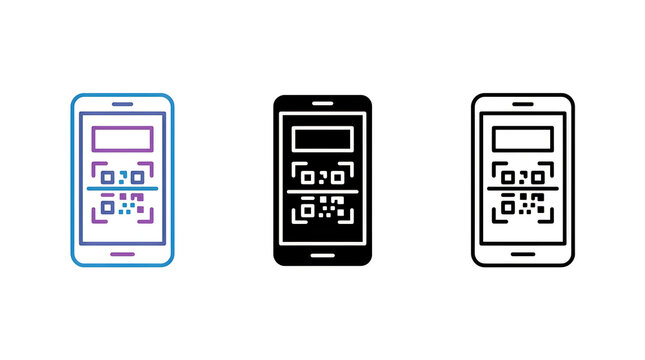 Three phones displaying qr codes illustration