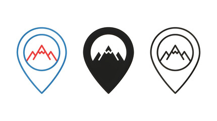 Naklejka premium Mountain illustration in location pin icons