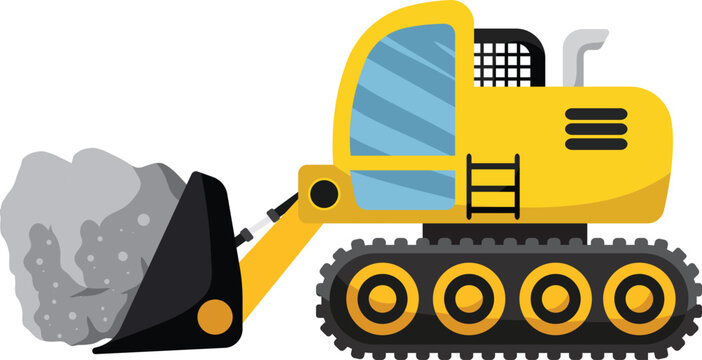 Compact Excavator Loading Rocks with Front Bucket