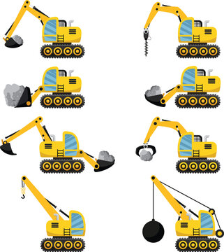 Excavator Construction Machinery Set with Multiple Attachments