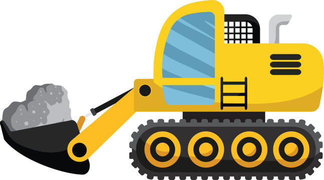 Crawler Excavator with Bucket Carrying Rocks