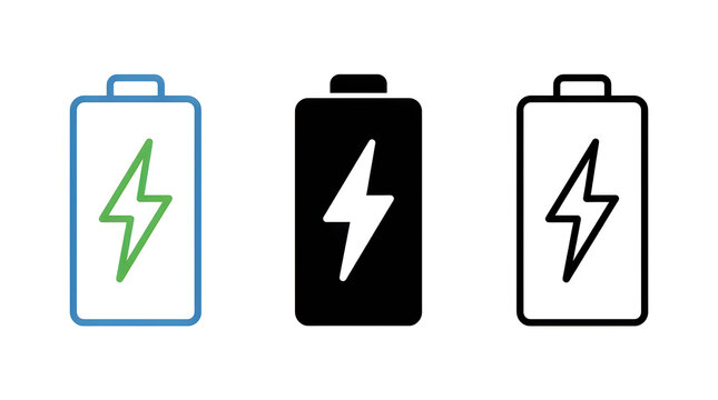 Three battery icons with different power levels