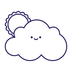 Fototapeta premium Cute Sun Behind Blue Cloud Weather Character Vector 