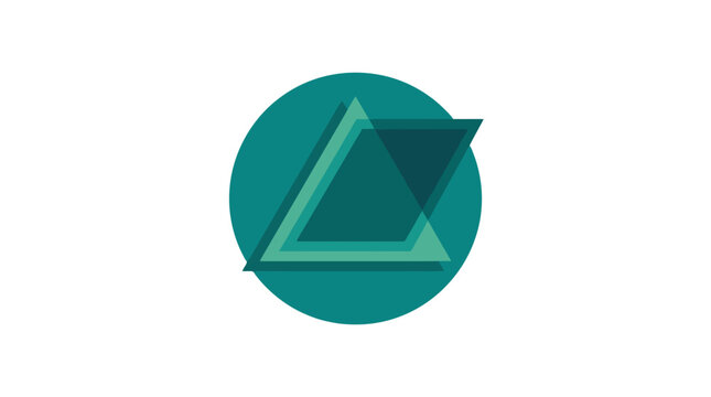 Clean Modern Minimalist Geometric Design with Gradient Triangle Inside a Circle in Teal and Mint Colors
