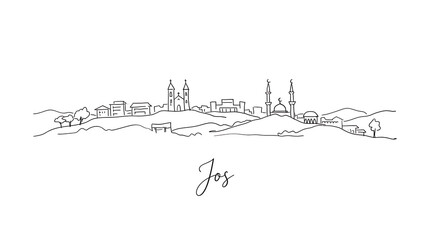 Obraz premium Minimalist Line Art Depiction of a City Skyline with Famous Architectural Elements