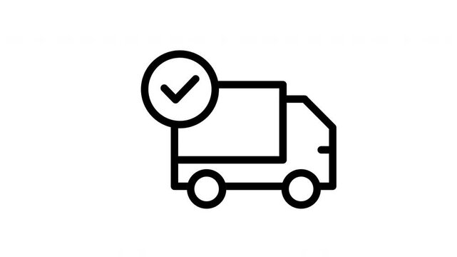delivery truck checkmark shipping logistics vector animation loop motion graphic e-commerce