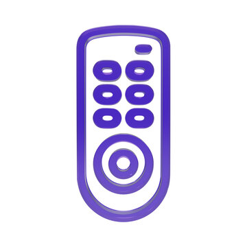3D purple remote control icon for smart home automation, wireless device controller, and electronic device management