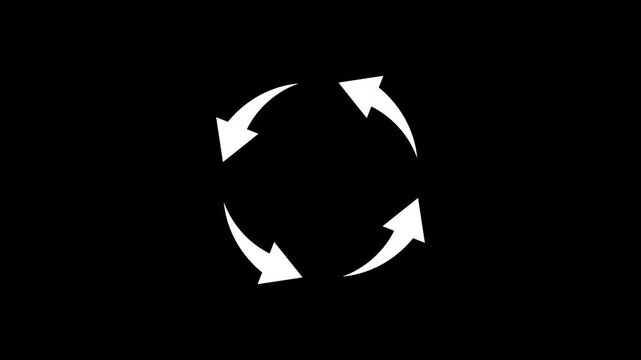 Rotating circular arrow loading animation on black background, for ui ux, circle rotation | 4K Motion video
