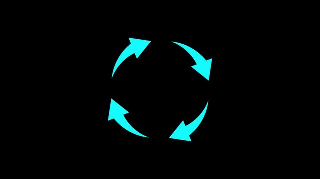 Cyan loading spinner animation, rotating circular arrow for ui ux and web interface arrows | 4K Motion video
