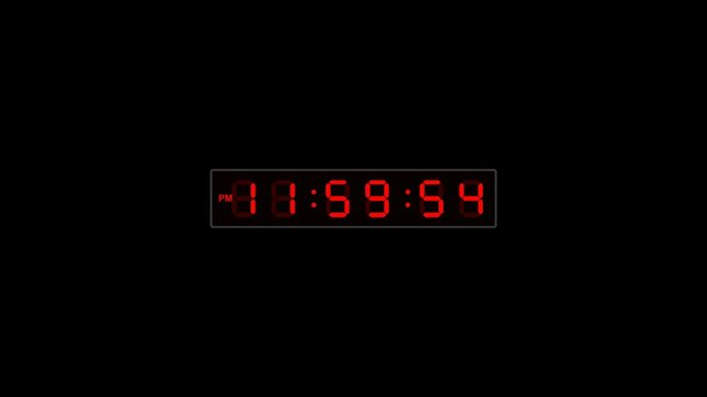 Digital Clock 10 Seconds Countdown Timer To Midnight New Year 4k Black Background