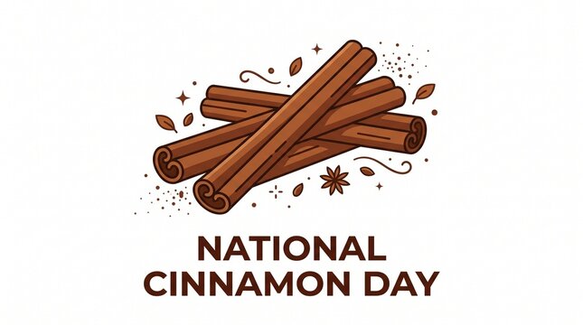 Cinnamon sticks illustration for food holiday.
