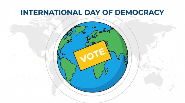 An illustration showing a voting ballot on a globe.
