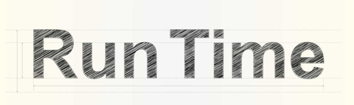 Creative hand drawn sketch style typography showing the motivational concept of run time for business