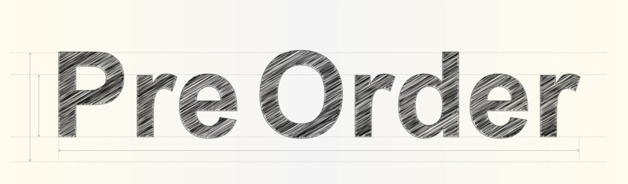 Creative hand drawn typography style text element featuring the words Pre Order for promotional commercial use