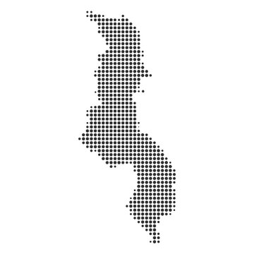 Dotted Malawi map silhouette vector illustration
