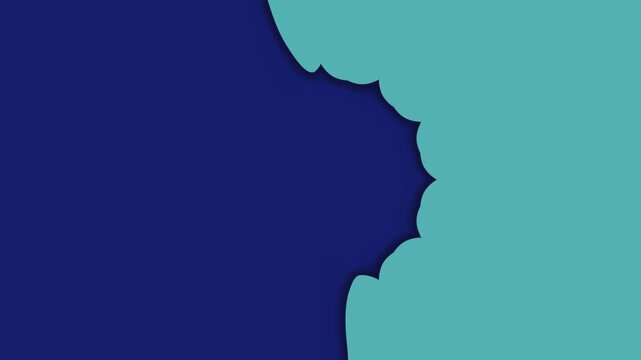 A dynamic abstract pattern evolving from simple to complex shapes on a deep navy blue background
