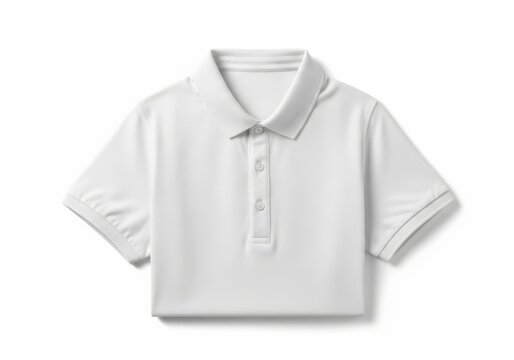 A white polo shirt with buttons on the front