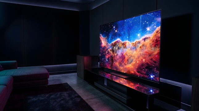 Stunning 4K Ultra HD Gaming TV Screen Displaying Celestial Galaxy Scene