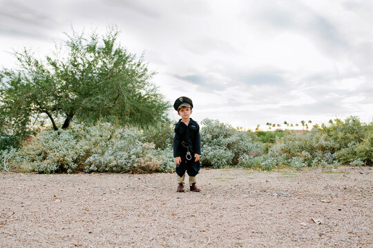 Little Boy in Police Officer Costume for Halloween