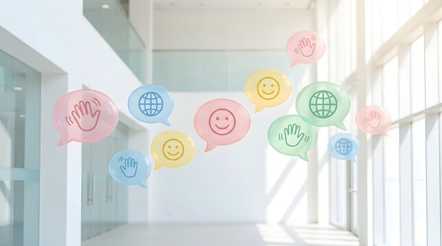 Colorful Paper Decorations with Smiley Face and Hand Symbols for Celebration