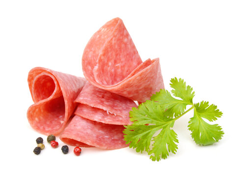 Front view of folded slice of lean pork ham