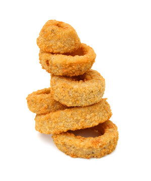 Golden crispy Onion rings coated with breadcrumbs and deep fried