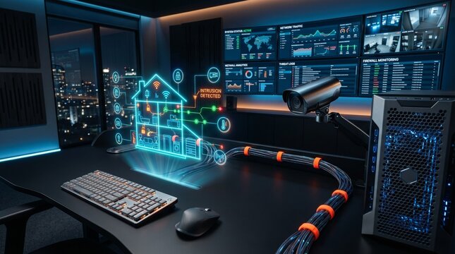 Cyber Security Monitoring Center with Smart Home Surveillance Sys