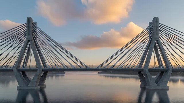 Modern Cable Stayed Bridge Representing Civil Engineering and Infrastructure