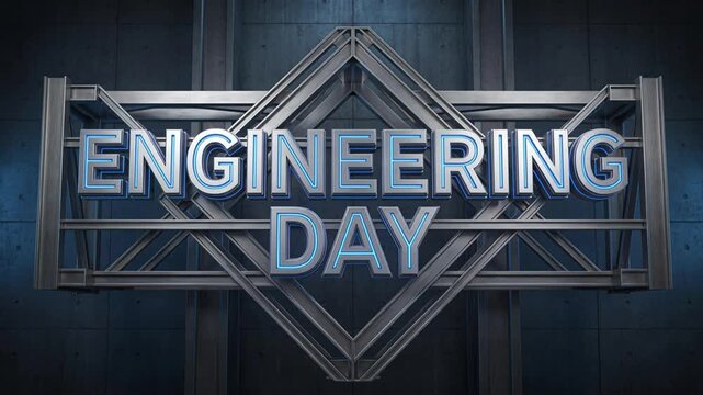 Engineering Day Typography with Modern Architectural Design